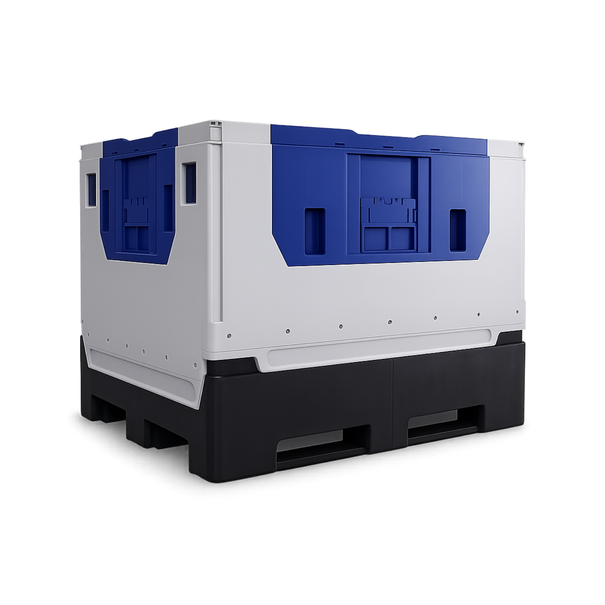 Heavy Duty Collapsible Plastic Pallet Box | Twin Drop Door