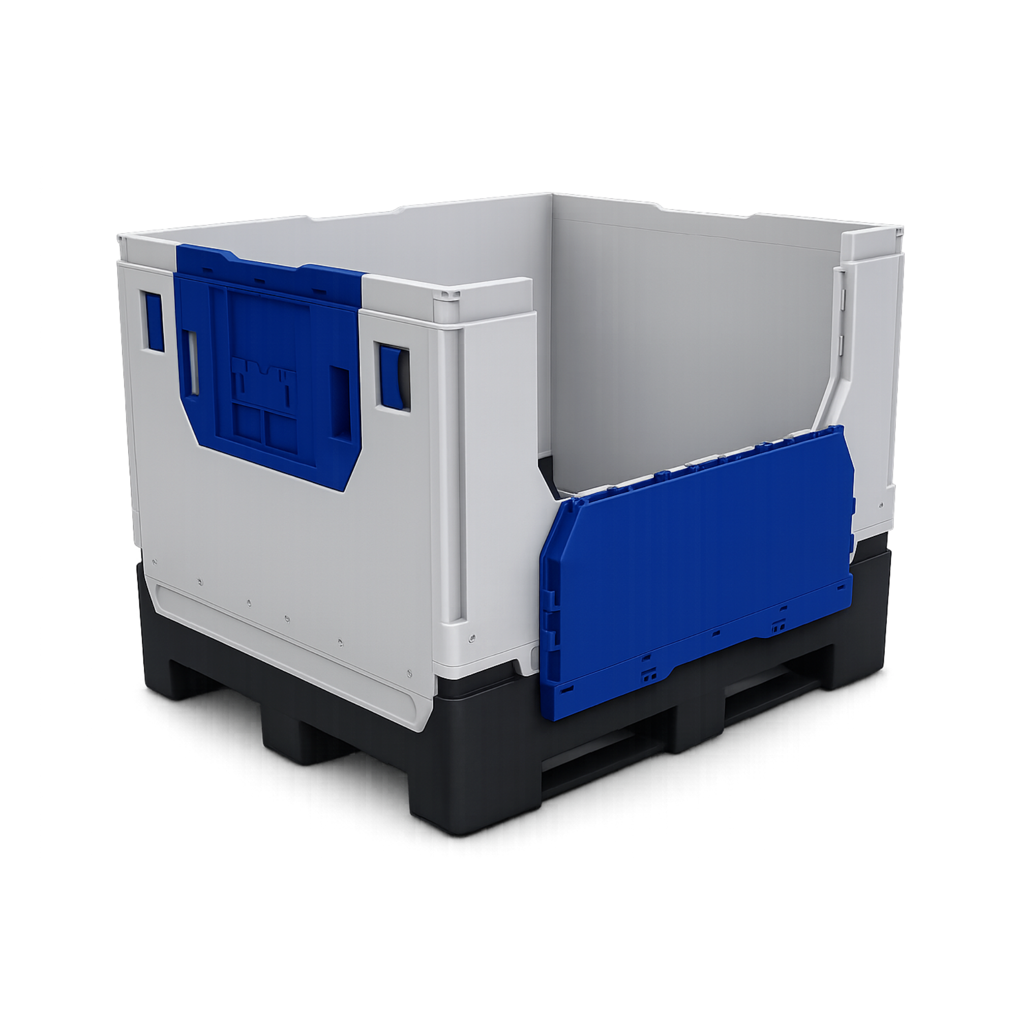 Heavy Duty Collapsible Plastic Pallet Box | Twin Drop Door