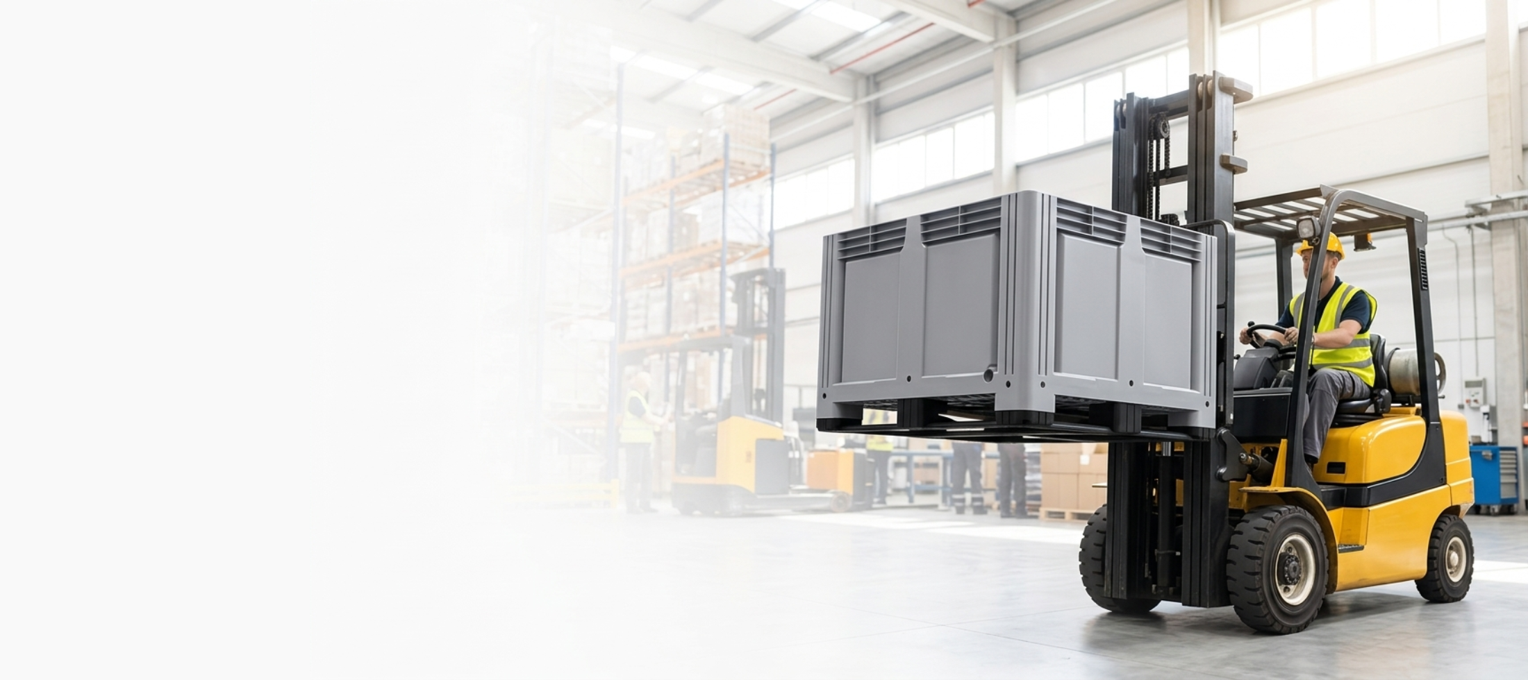 Heavy Duty Pallet Box on a Forklift Truck