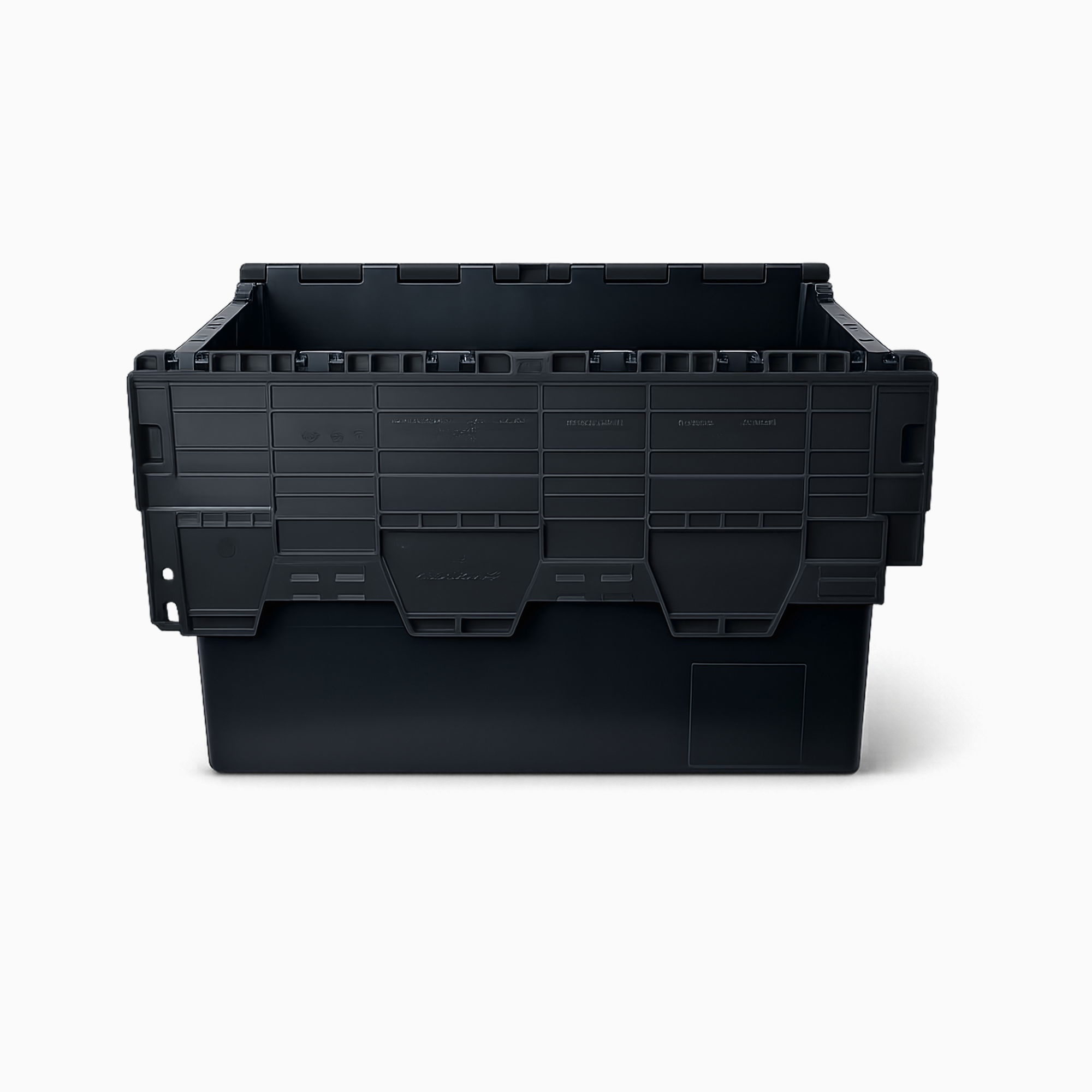 69L Attached Lid Tote Box with Black Lid