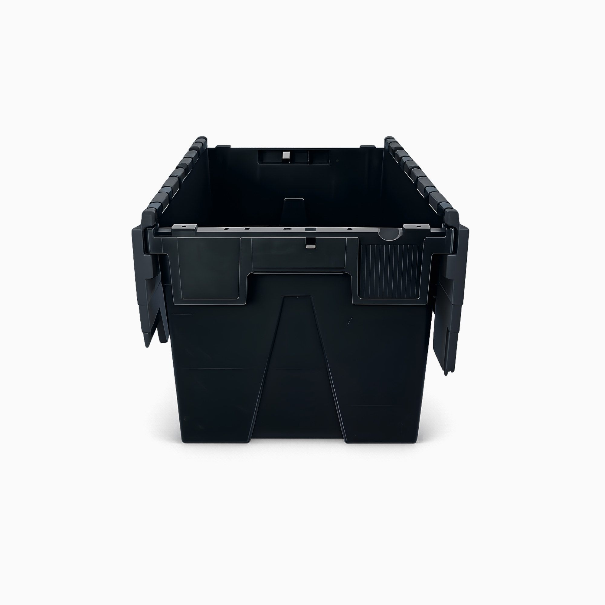 69L Attached Lid Tote Box with Black Lid