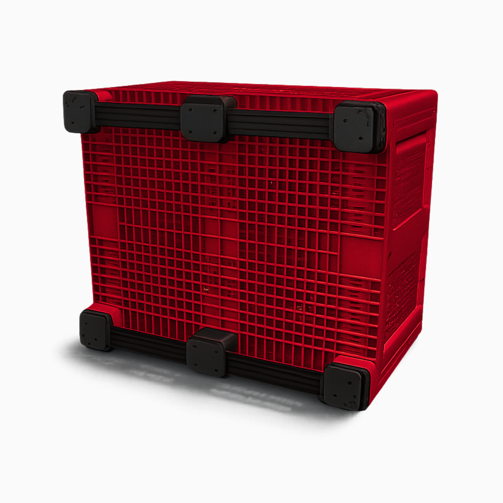 Heavy Duty Vented Plastic Pallet Box | Red | 2 Skid