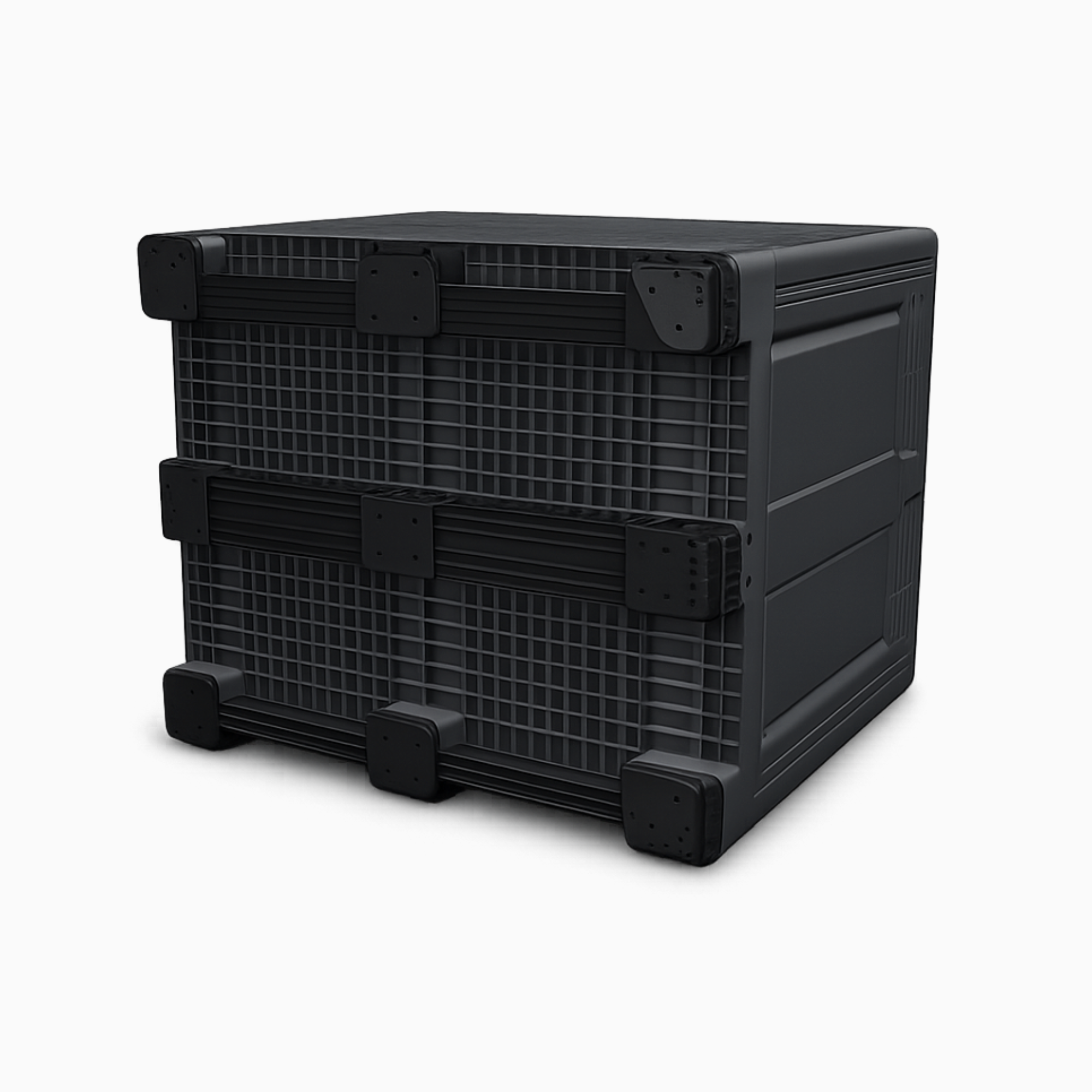 Heavy Duty Plastic Pallet Box | Black | 3 Skid