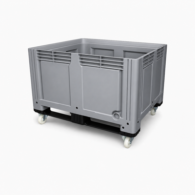 Heavy Duty Mobile Pallet Box | Grey | Swivel Castors