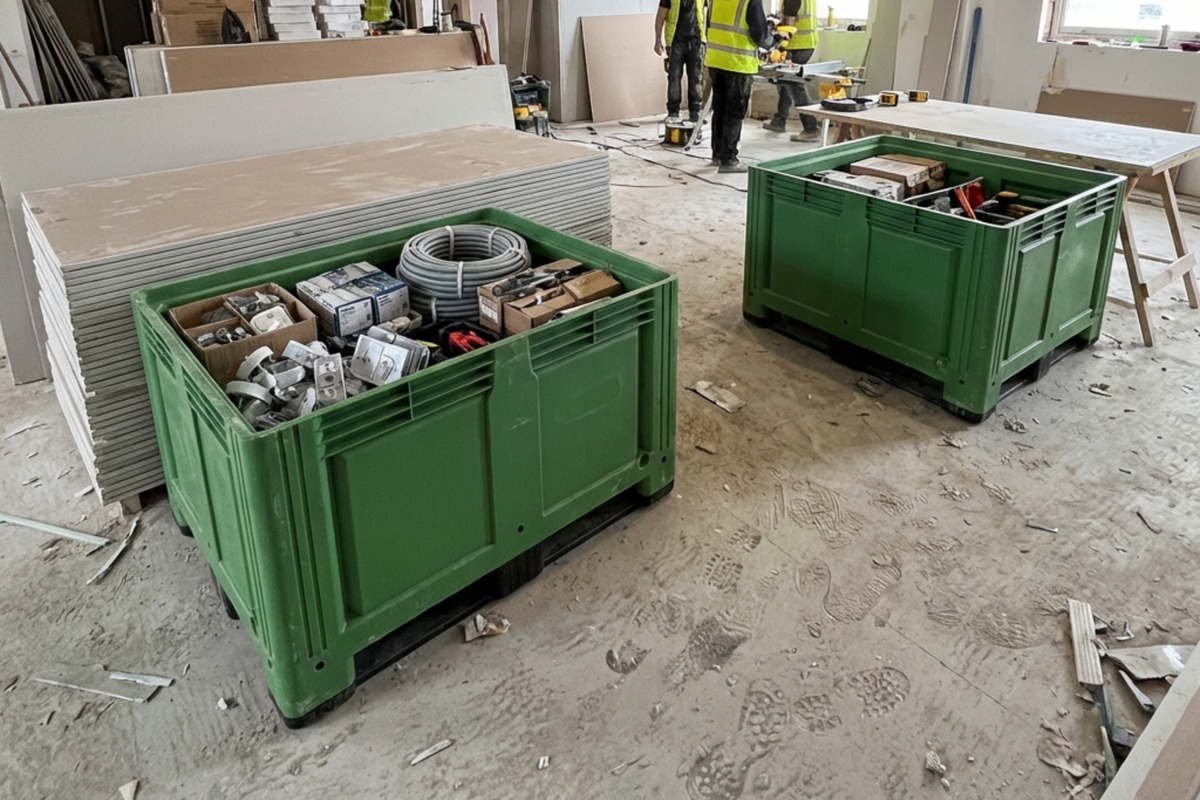 Green heavy duty plastic pallet box