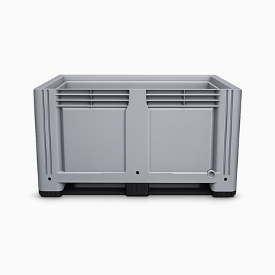 A Grey Heavy Duty Plastic Pallet box with 2 skids.