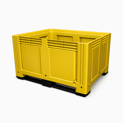 Yellow heavy duty plastic pallet box