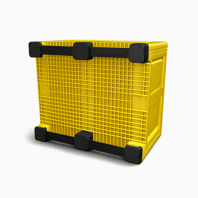 Yellow heavy duty plastic pallet box