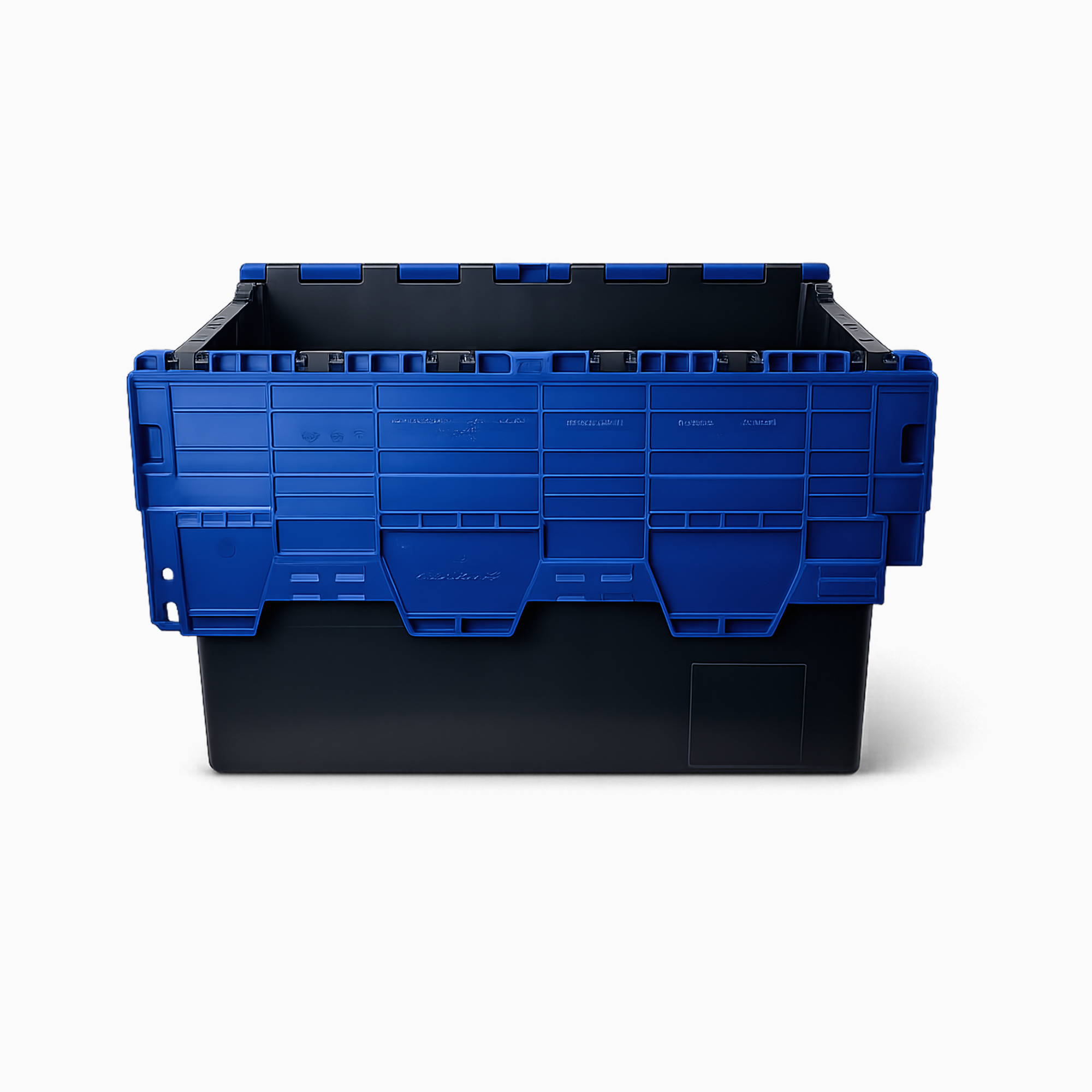 Heavy Duty Tote Box with Attached Lid | 69L | Blue