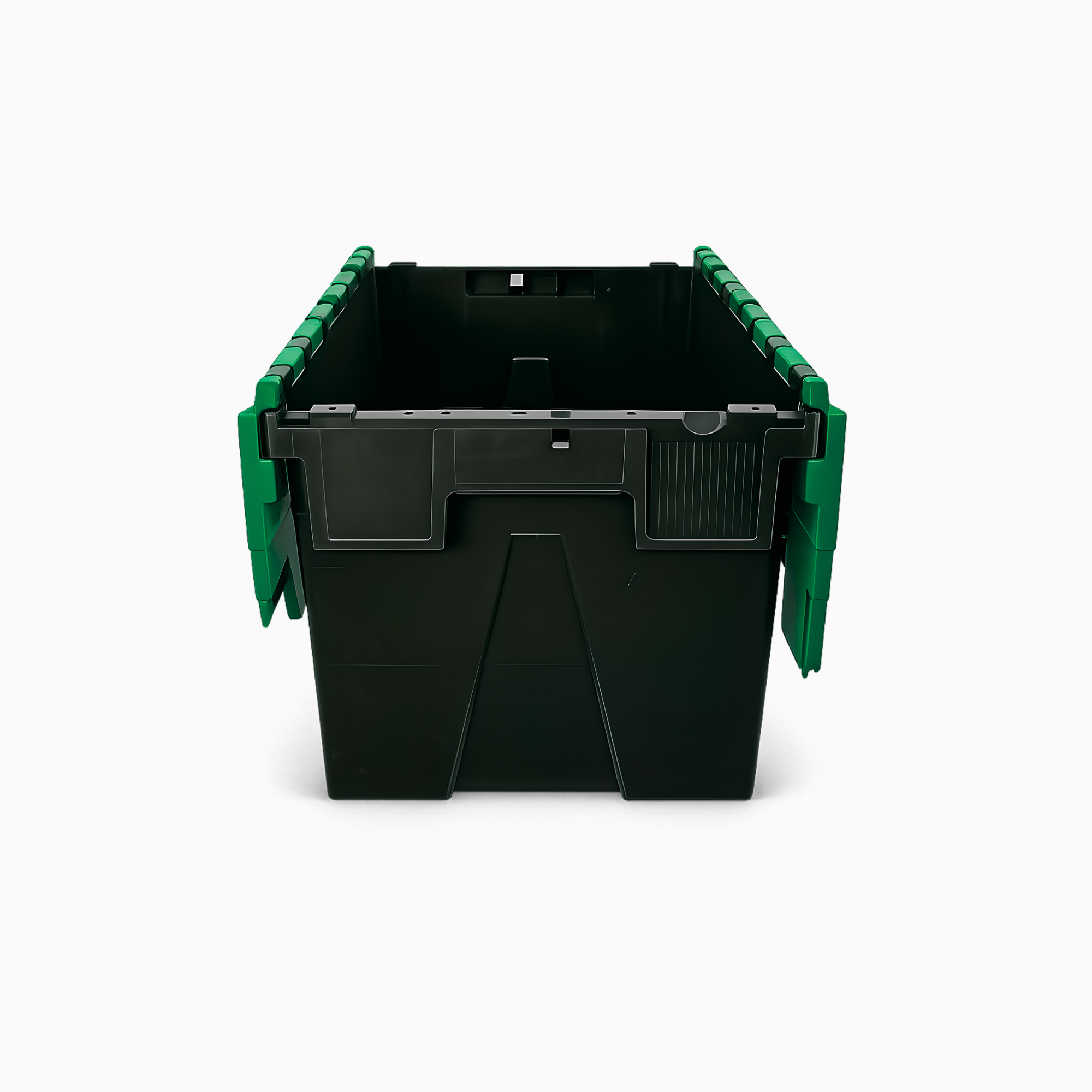 Heavy Duty Tote Box with Attached Lid | 69L | Green