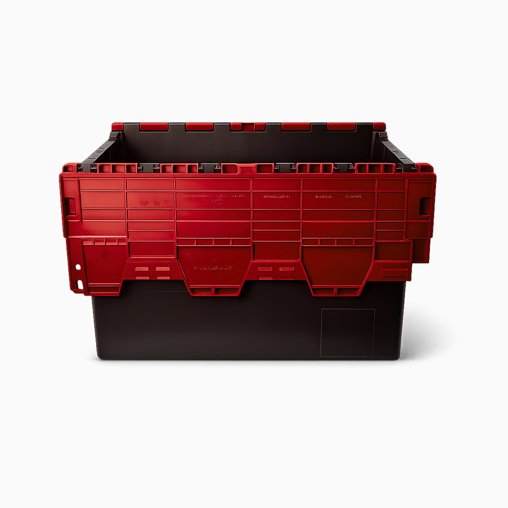 Heavy Duty Tote Box with Attached Lid | 69L | Red