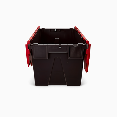 Heavy Duty Tote Box with Attached Lid | 69L | Red