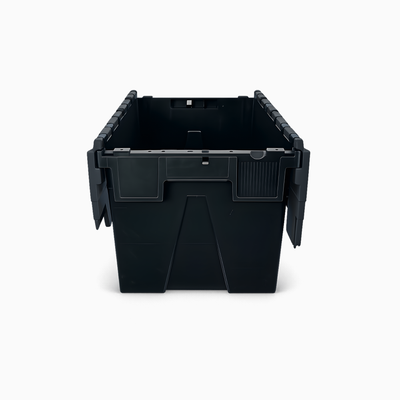 69L Attached Lid Tote Box with Black Lid
