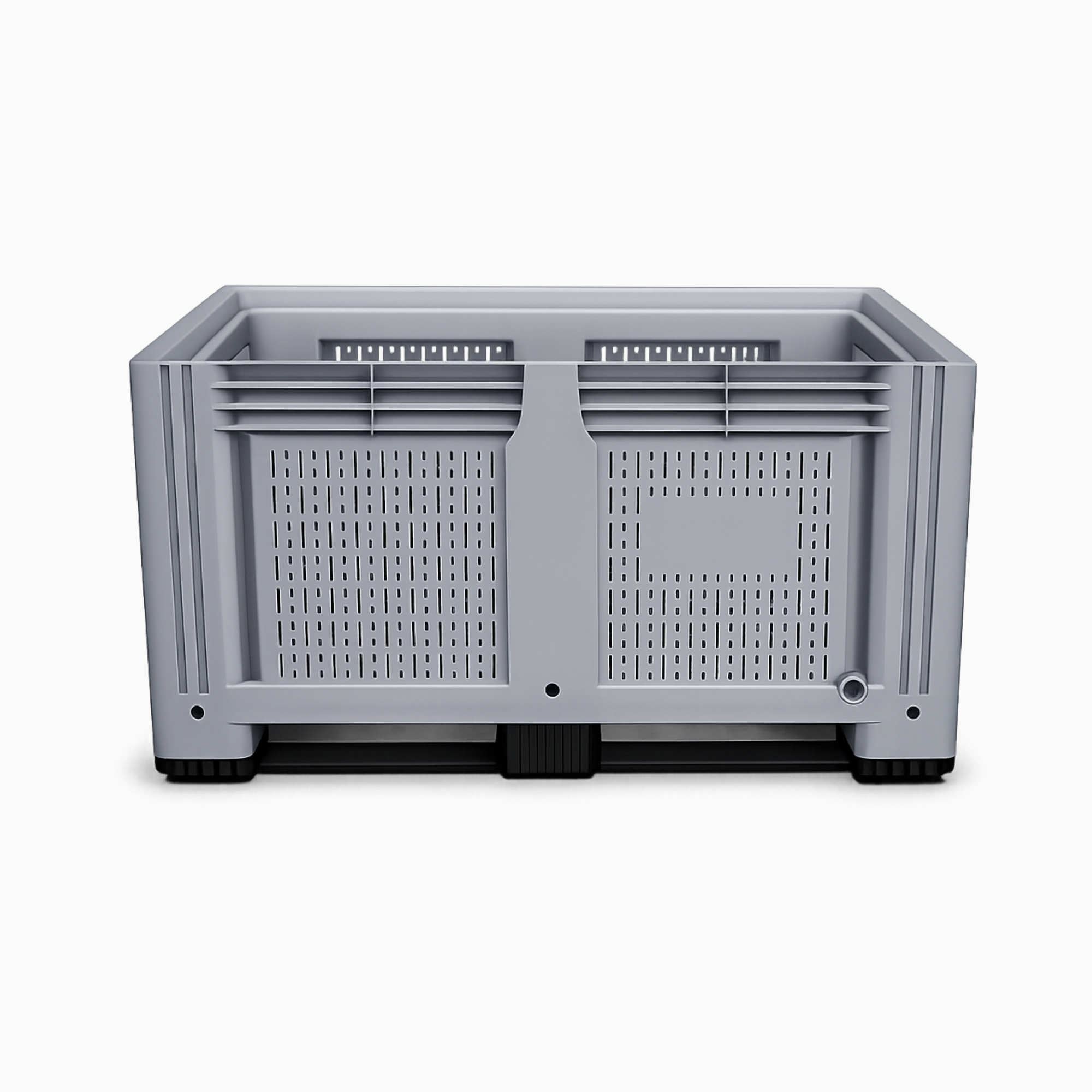 Heavy duty vented grey plastic pallet box