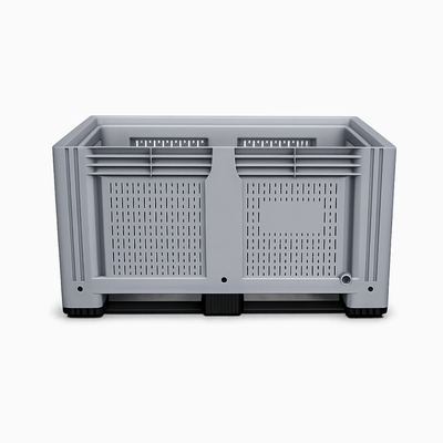 Heavy duty vented grey plastic pallet box