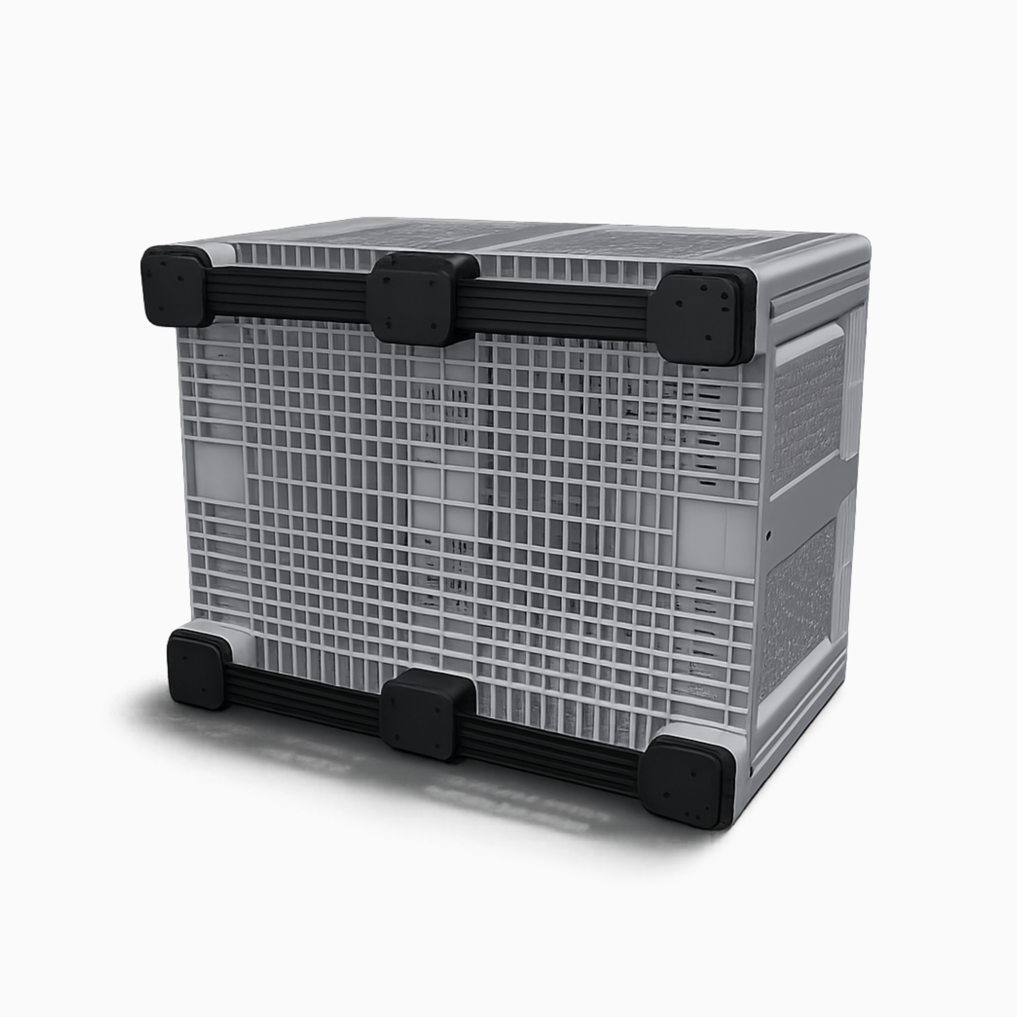 Heavy duty vented grey plastic pallet box