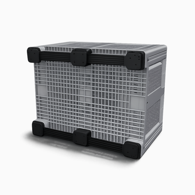 Heavy duty vented grey plastic pallet box