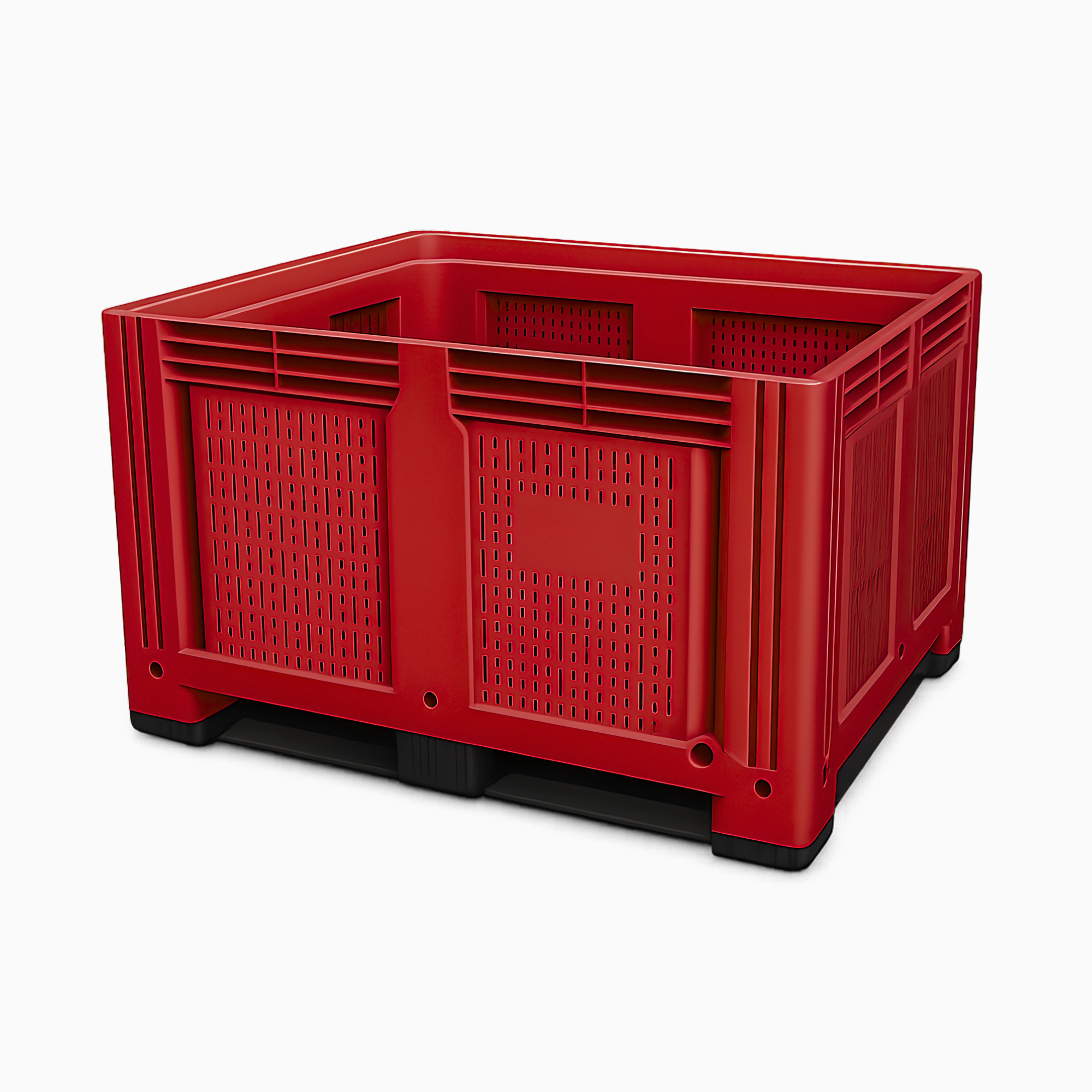 Heavy Duty Vented Plastic Pallet Box | Red | 2 Skid