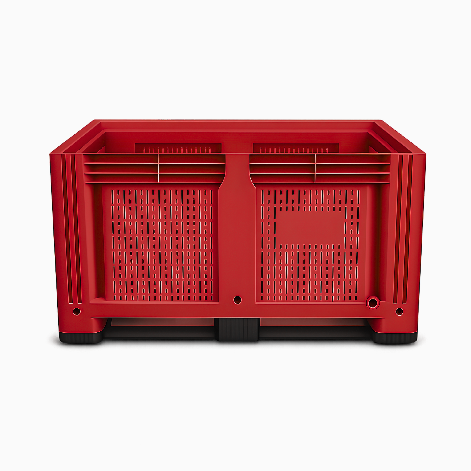 Heavy Duty Vented Plastic Pallet Box | Red | 2 Skid