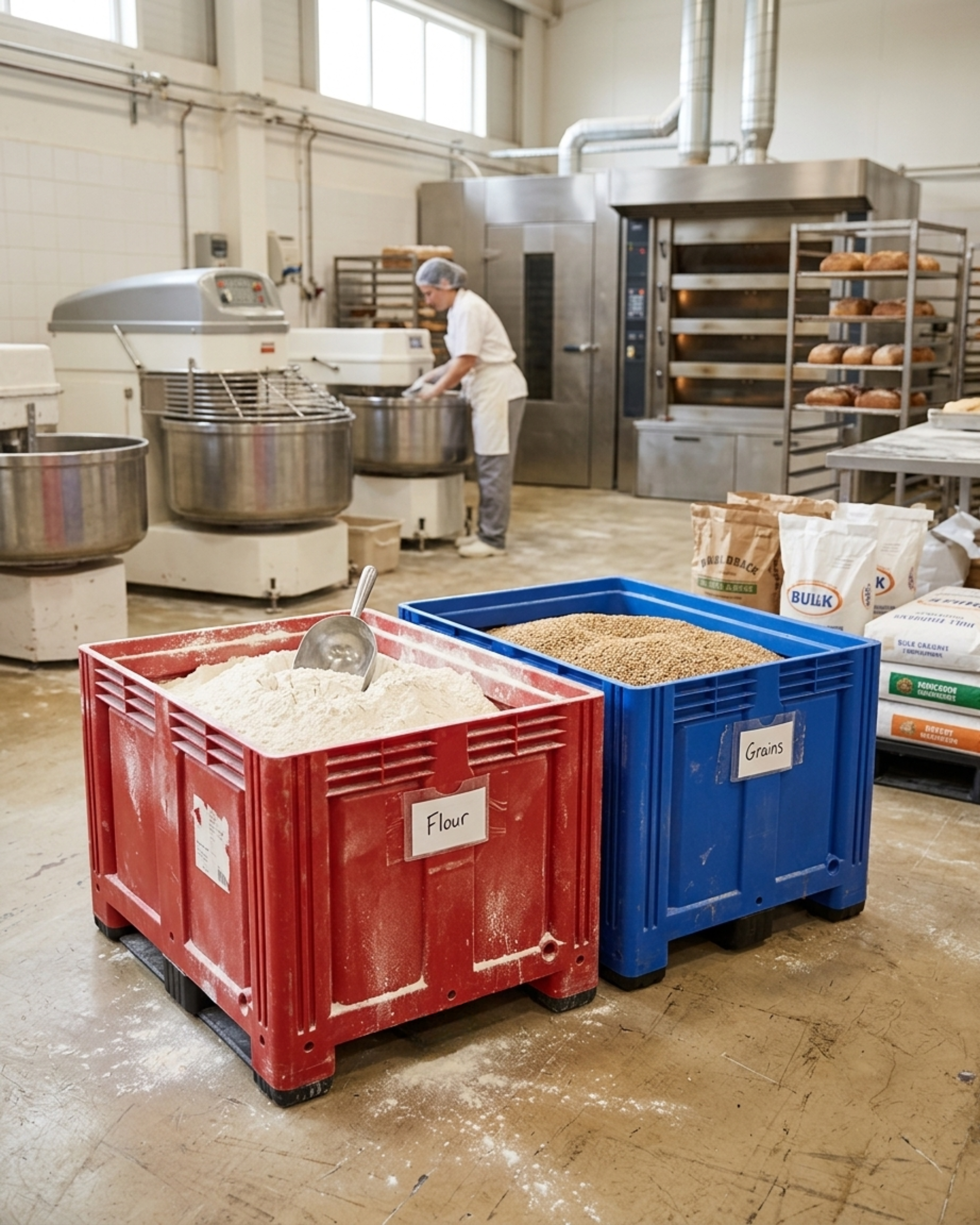 Coloured Pallet Boxes in Bakery