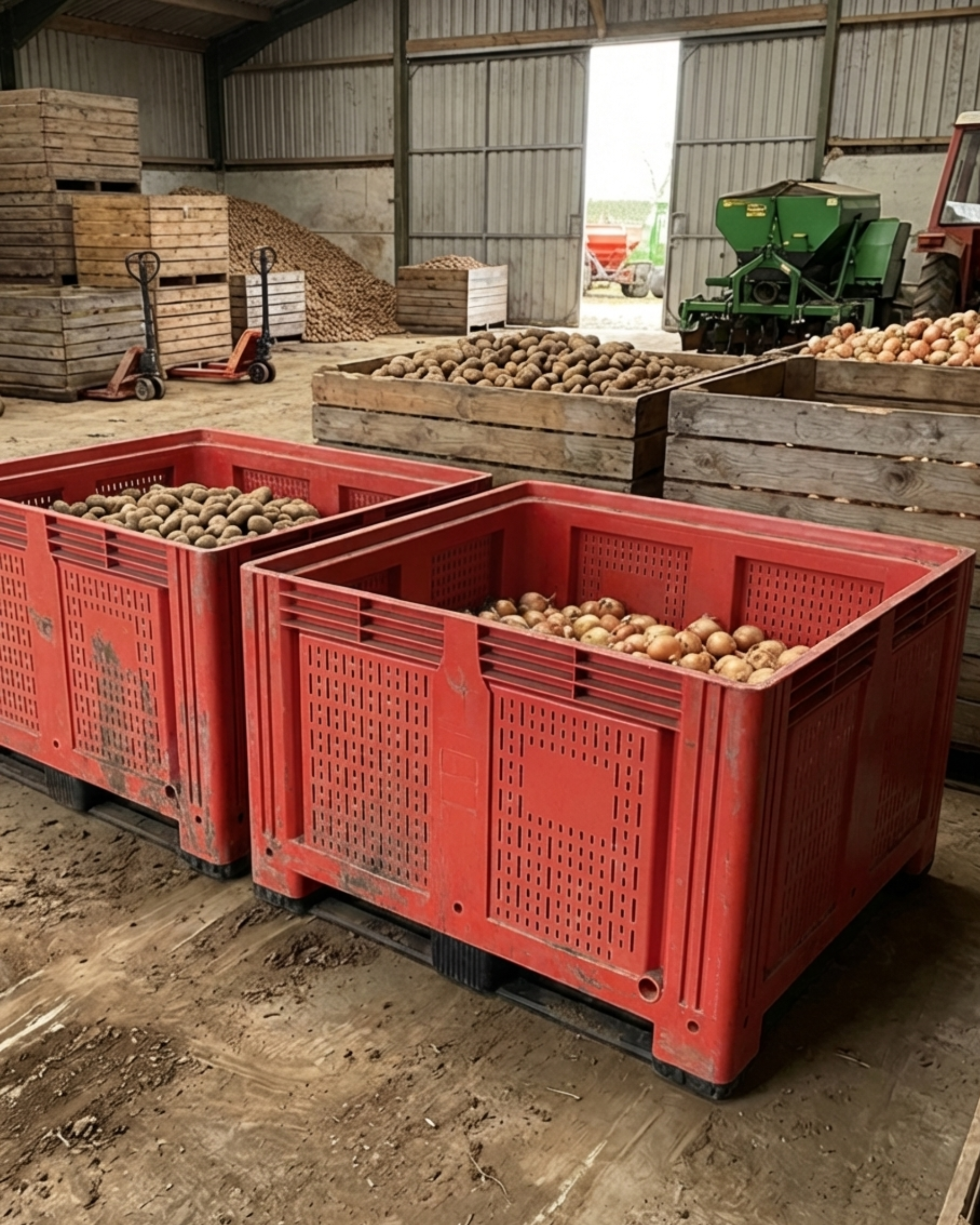 Red Vented pallet box used in industry