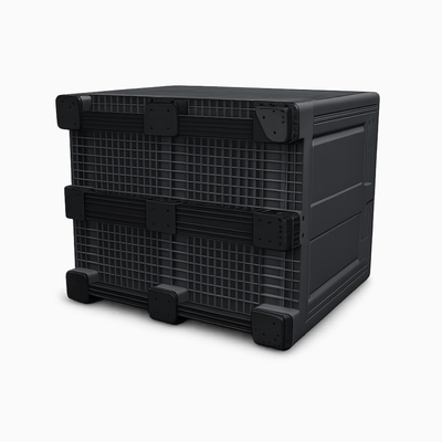 Heavy Duty Plastic Pallet Box | Black | 3 Skid
