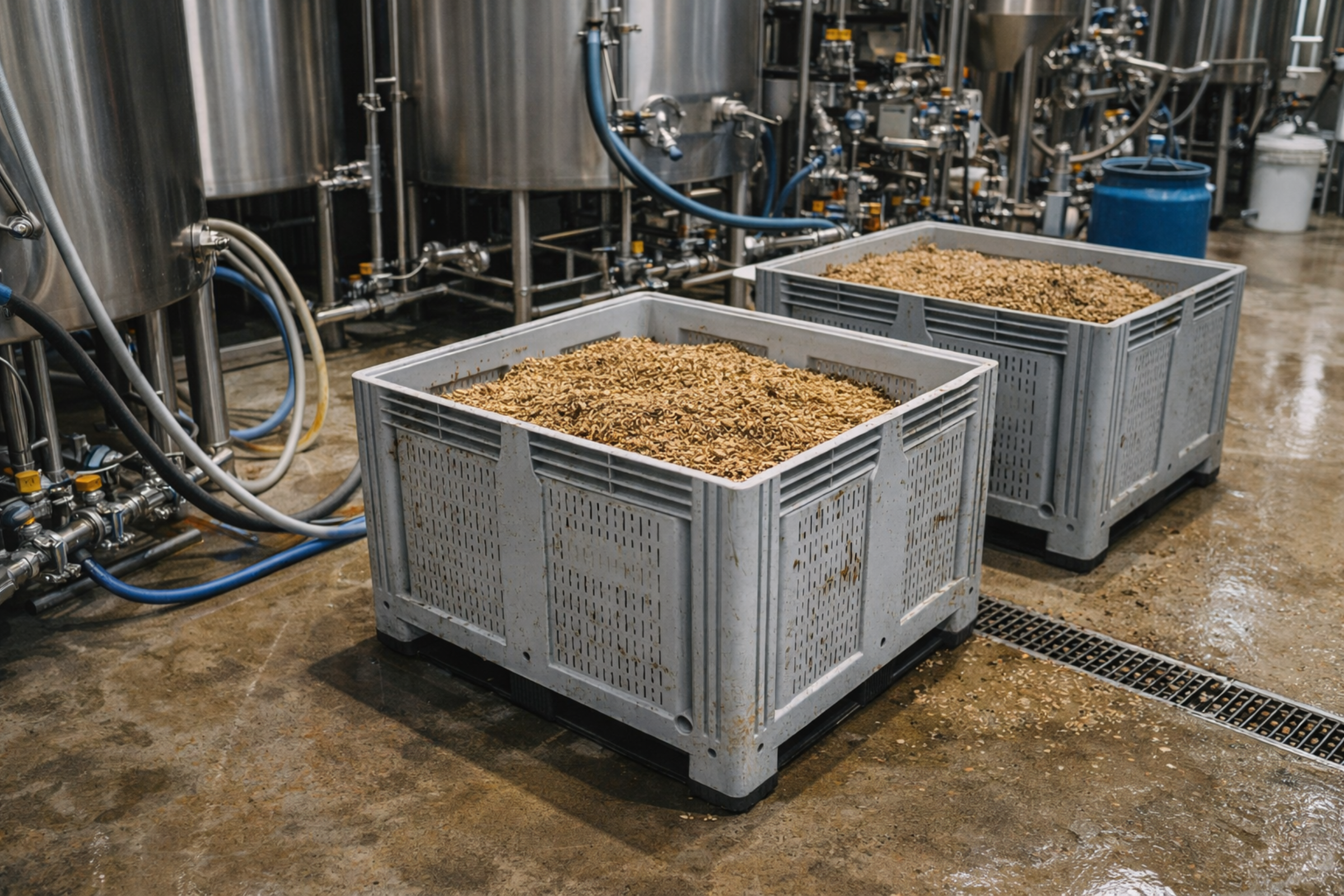 Vented Grey pallet box used in Industry
